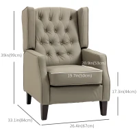 HOMCOM Faux Leather Accent Chair with Thick Padding for Living Room, Bedroom, Home Office, Khaki(m-3)