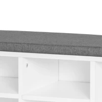 HOMCOM Shoe Bench with Storage, Upholstered Entryway Bench with Adjustable Shelves, Cushion for Living Room, Hallway, White(m-10)