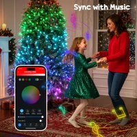 HOMCOM 6ft Prelit Christmas Tree with Full-Spectrum LEDs, Smart App Control, Wide Full Hinged Xmas Tree, Easy Assembly(m-7)