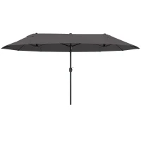 Outsunny 15' Double-Sided Patio Umbrella Parasol Sun Shelter Canopy Shade Grey(m-11)