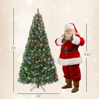 HOMCOM 7.5ft Prelit Christmas Tree with RGB Dynamic LEDs, Remote Control, Daily Timer, Hinged Xmas Tree, Easy Assembly(m-3)