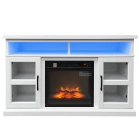 HOMCOM 48" Fireplace TV Stand for TVs Up to 55 Inches, Media Entertainment Center with 3D Flame, Adjustable Shelves, White(m-4)