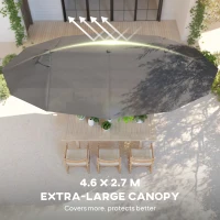 Outsunny 15' Double-Sided Patio Umbrella Parasol Sun Shelter Canopy Shade Grey(m-4)