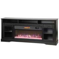 HOMCOM Fireplace TV Stand for TVs Up to 80 Inch, TV Console with Electric Fireplace, Open Storage and Side Cabinets, Black