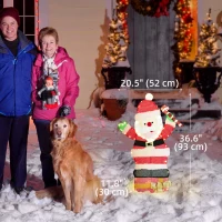 Outsunny 3ft Lighted Santa Claus, Light Up Christmas Decor with 97 LEDs, Stakes and Zip Ties, IP44 Waterproof for Indoor Outdoor(m-3)