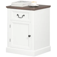 HOMCOM Side Table Set of 2, End Tables with Drawer and Cabinet, Nightstands for Small Spaces, Living Room, White(m-2)