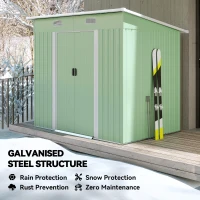 Outsunny 7'x 4' Metal Patio Storage Shed Garden Lockable Shed Tool Utility Storage Unit, Light Green(m-4)