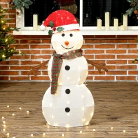 Outsunny Lighted Christmas Decoration, Outdoor Christmas Snowman with LED Lights, Stakes, Zip Ties, IP44 Waterproof(m-8)