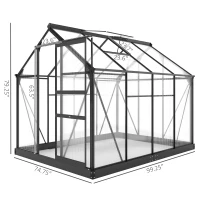 Outsunny Polycarbonate Greenhouse, Heavy Duty Outdoor Aluminum Walk-in Green House Kit Vent Door, 6.2'x8.3'x6.6' Gray(m-3)