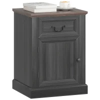 HOMCOM Side Table Set of 2, End Tables with Drawer and Cabinet, Nightstands for Small Spaces, Living Room, Black(m-11)