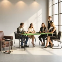 Soozier Poker Table Foldable, 72" 8 Player Casino Leisure Blackjack Texas Holdem Poker Table with 7 Cup Holders, Green(m-10)