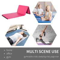 Soozier 4'x10'x2'' Folding Gymnastics Tumbling Mat, Exercise Mat  with Carrying Handles for Yoga, MMA, Martial Arts, Stretching, Core Workouts, Pink(m-7)