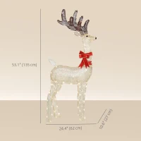 Outsunny 4.4FT Lighted Christmas Deer, Light Up Buck with Rotating Head, 123 LED Lights, Stakes and Zip Ties, Outdoor Waterproof(m-3)