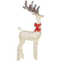 Outsunny 4.4FT Lighted Christmas Deer, Light Up Buck with Rotating Head, 123 LED Lights, Stakes and Zip Ties, Outdoor Waterproof(m-11)