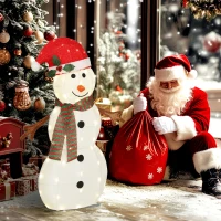 Outsunny Lighted Christmas Decoration, Outdoor Christmas Snowman with LED Lights, Stakes, Zip Ties, IP44 Waterproof(m-1)