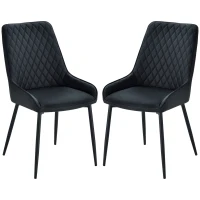 HOMCOM Upholstered Kitchen Chairs, Modern Dining Chairs Set of 2 with Diamond Tufting and Steel Legs for Dining Room, Black(m-11)