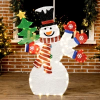 Outsunny 4FT Lighted Snowman, Light Up Christmas Decor with 148 LEDs, Stakes and Zip Ties, IP44 Waterproof for Outdoor Yard(m-8)