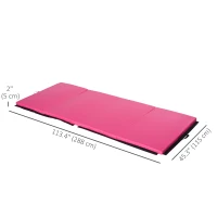 Soozier 4'x10'x2'' Folding Gymnastics Tumbling Mat, Exercise Mat  with Carrying Handles for Yoga, MMA, Martial Arts, Stretching, Core Workouts, Pink(m-3)