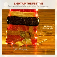 Outsunny 3ft Lighted Santa Claus, Light Up Christmas Decor with 97 LEDs, Stakes and Zip Ties, IP44 Waterproof for Indoor Outdoor(m-5)