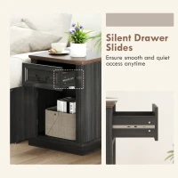 HOMCOM Side Table Set of 2, End Tables with Drawer and Cabinet, Nightstands for Small Spaces, Living Room, Black(m-6)