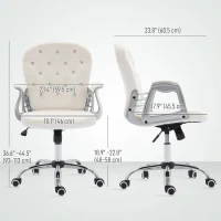 Vinsetto Office Chair, Computer Desk Chair with Adjustable Height and Tufted Back, Cream White(m-3)