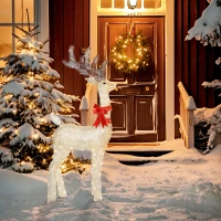 Outsunny 4.4FT Lighted Christmas Deer, Light Up Buck with Rotating Head, 123 LED Lights, Stakes and Zip Ties, Outdoor Waterproof(m-9)