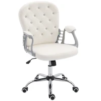 Vinsetto Office Chair, Computer Desk Chair with Adjustable Height and Tufted Back, Cream White(m-2)