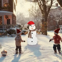 Outsunny Lighted Christmas Decoration, Outdoor Christmas Snowman with LED Lights, Stakes, Zip Ties, IP44 Waterproof(m-9)