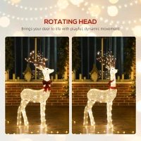 Outsunny 4.4FT Lighted Christmas Deer, Light Up Buck with Rotating Head, 123 LED Lights, Stakes and Zip Ties, Outdoor Waterproof(m-6)