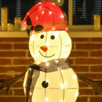 Outsunny Lighted Christmas Decoration, Outdoor Christmas Snowman with LED Lights, Stakes, Zip Ties, IP44 Waterproof(m-10)