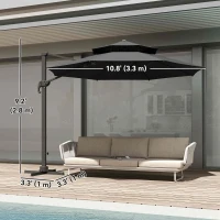 Outsunny 11ft Outdoor Cantilever Umbrella Rotatable Sun Shade Aluminum Market Umbrella with Adjustable Angle & Double-top Canopy for Backyard, Poolside, Lawn and Garden Dark Grey(m-3)