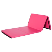 Soozier 4'x10'x2'' Folding Gymnastics Tumbling Mat, Exercise Mat  with Carrying Handles for Yoga, MMA, Martial Arts, Stretching, Core Workouts, Pink(m-2)