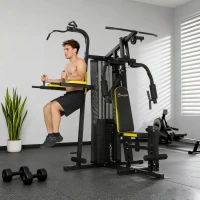 Soozier All-in-One Smith Machine, Multi Home Gym Workout Station with Weight Stack and Pulley System for Full Body Training(m-8)