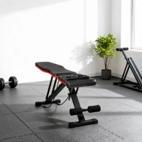 Soozier Adjustable Workout Bench, Foldable Weight Bench with Leg Extension and Preacher Pad, 264LBS Weight Capacity, for Home Gym, Black and Red(m-10)