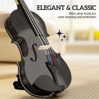HOMCOM 4/4 Full Size Violin, Wood Acoustic Violin Set for Beginners, Adults, with Case, Rosin, Shoulder Rest, Black(m-6)