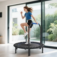 Soozier 45" Foldable Mini Fitness Trampoline, with Adjustable Foam Handle, Blue(m-8)