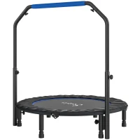 Soozier 45" Foldable Mini Fitness Trampoline, with Adjustable Foam Handle, Blue(m-2)