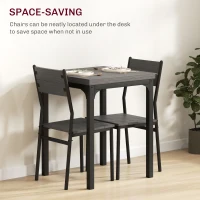 HOMCOM Dining Table Set for 2, 3 Piece Kitchen Table and Chairs with Metal Legs for Small Spaces, Grey Wood Effect(m-4)