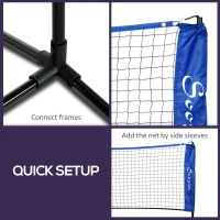 Soozier 10ft Badminton Net, Height Adjustable Outdoor Sports Net with Carry Bag, for Tennis, Pickleball and Volleyball, Blue(m-6)