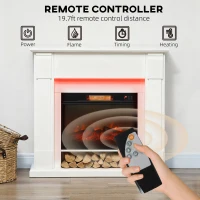 HOMCOM 41 Inch Electric Fireplace with Mantel, 1400W Fireplace Heater with Adjustable 3D Flame Effect for Living Room, White(m-6)