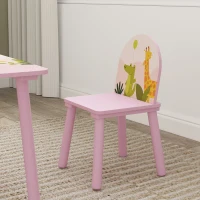 Qaba Kids Table and Chair Set, Toddler Table and 2 Chairs Set for Art, Craft, Reading, Learning, Pink(m-10)