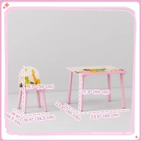 Qaba Kids Table and Chair Set, Toddler Table and 2 Chairs Set for Art, Craft, Reading, Learning, Pink(m-3)