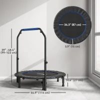 Soozier 45" Foldable Mini Fitness Trampoline, with Adjustable Foam Handle, Blue(m-3)