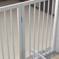 PawHut Free Standing Pet Gate, Foldable Dog Gates with 2 Support Feet, 4 Panels for Doorway Stairs, White(m-9)