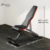 Soozier Adjustable Workout Bench, Foldable Weight Bench with Leg Extension and Preacher Pad, 264LBS Weight Capacity, for Home Gym, Black and Red(m-3)