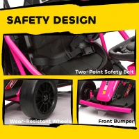 Qaba 24V 7AH Kids Electric Go Kart, 8.1 MPH Battery Powered Drift Kart with Dual Motors, Soft Start for 8-12 Years, Pink(m-8)