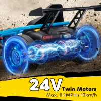 Qaba 24V 7AH Kids Electric Go Kart, 8.1 MPH Battery Powered Drift Kart with Dual Motors, Soft Start for 8-12 Years, Blue(m-5)