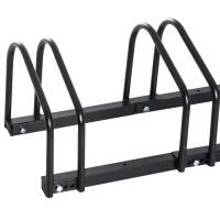 HOMCOM 5-Bike Bicycle Floor Parking Rack Cycling Storage Stand Ground Mount Garage Organizer for Indoor and Outdoor Use Black(m-9)