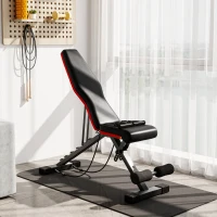 Soozier Adjustable Workout Bench, Foldable Weight Bench with Leg Extension and Preacher Pad, 264LBS Weight Capacity, for Home Gym, Black and Red(m-9)