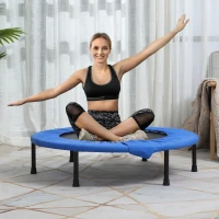 Soozier Φ38" Mini Fitness Trampoline Home Gym Yoga Exercise Rebounder Indoor Outdoor Jumper with Safety Pad, Blue and Black(m-1)